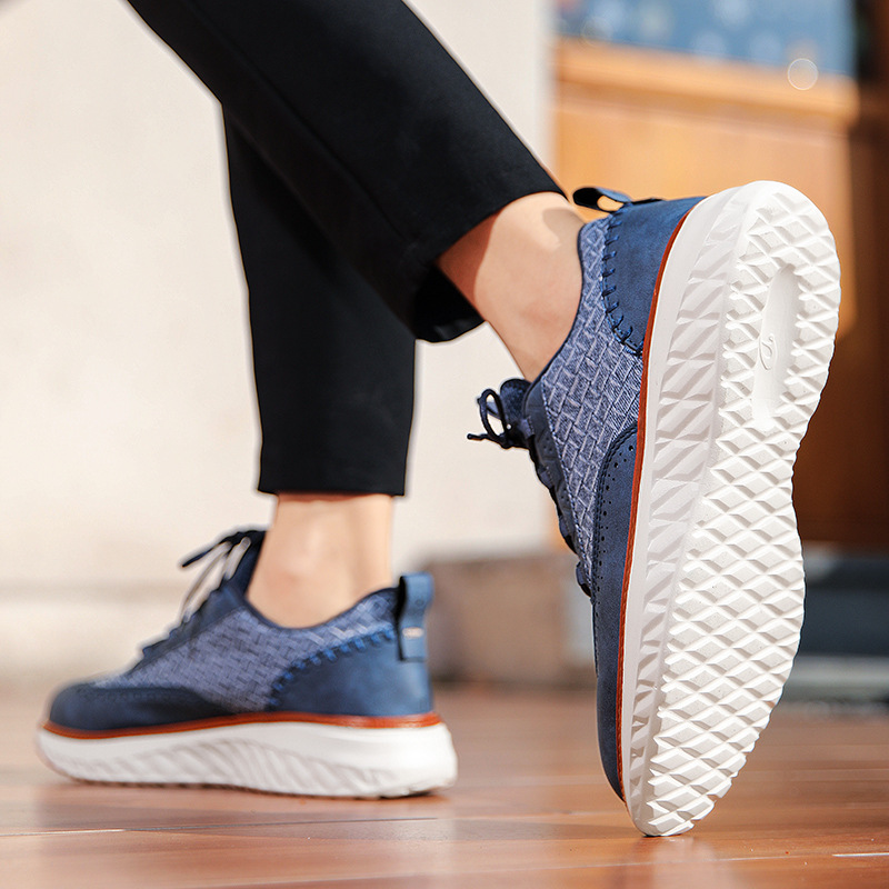 Genuine Leather Classic Lace Up Sneakers for Men | Everyday Wear