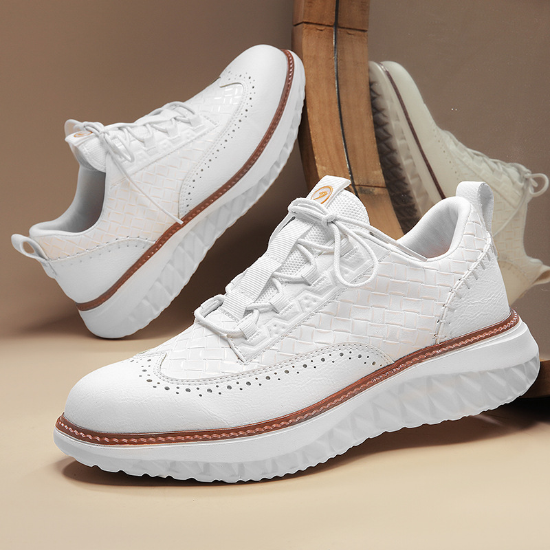 Genuine Leather Classic Lace Up Sneakers for Men | Everyday Wear