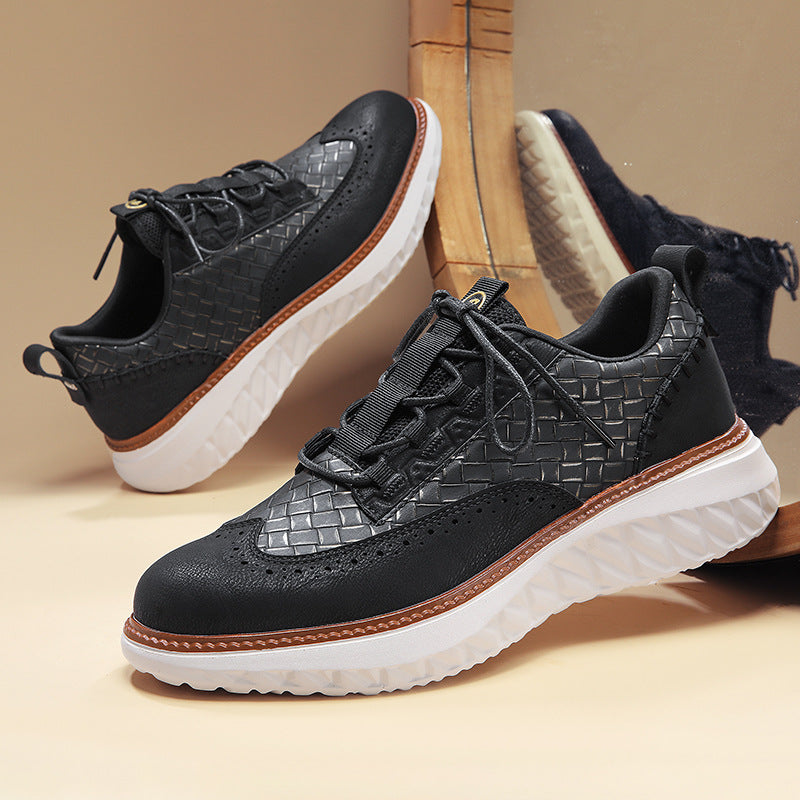 Genuine Leather Classic Lace Up Sneakers for Men | Everyday Wear