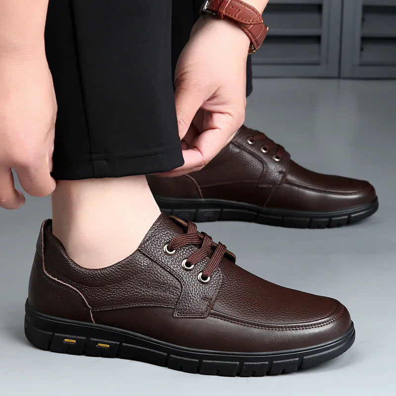 Genuine Leather Cushioned Walking Shoes for Men | Daily and Travel Wear