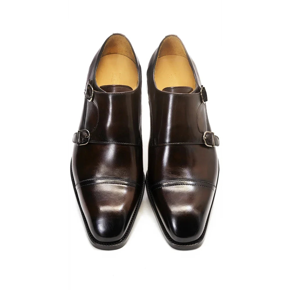 Genuine Leather Double Monk Strap Shoes for Men | Business and Formal Wear