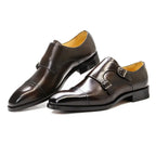 Genuine Leather Double Monk Strap Shoes for Men | Business and Formal Wear