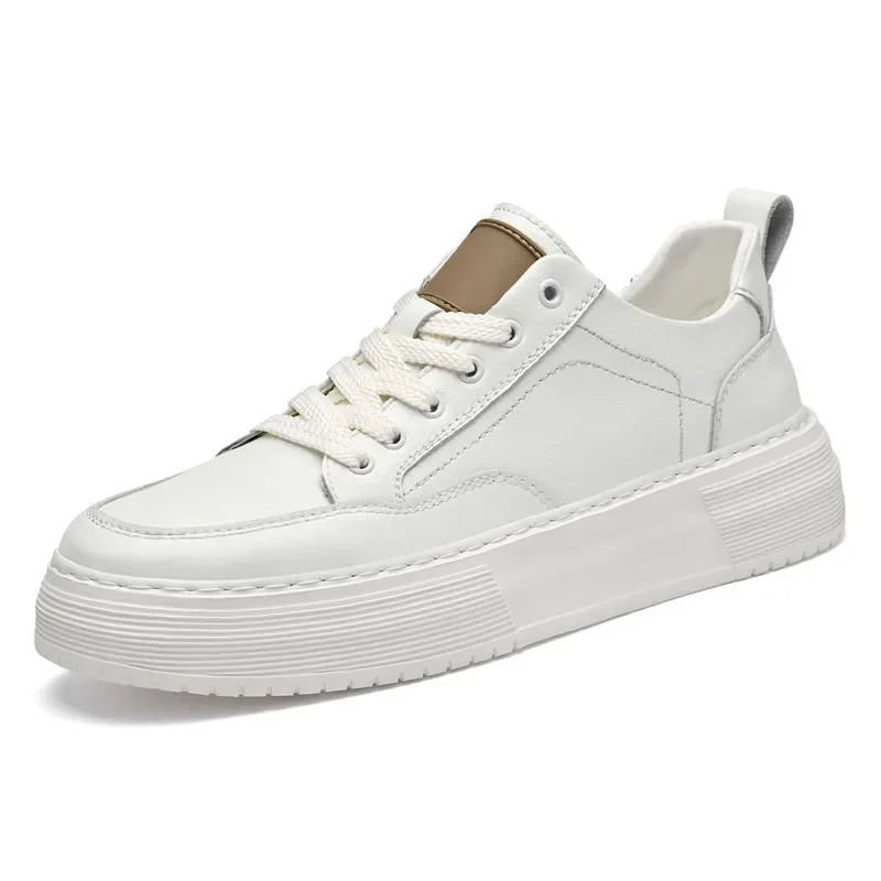 Genuine Leather Platform Lace Up Sneakers for Men | Street Wear