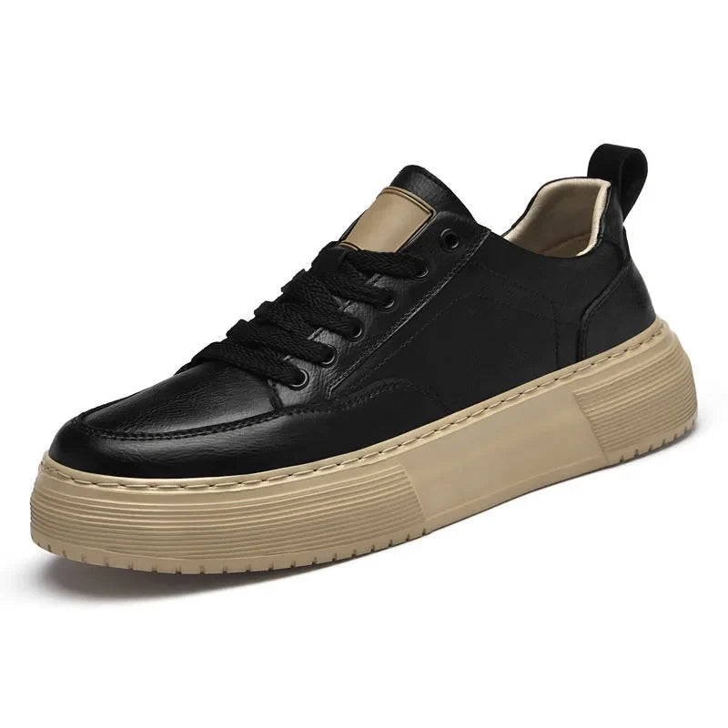Genuine Leather Platform Lace Up Sneakers for Men | Street Wear