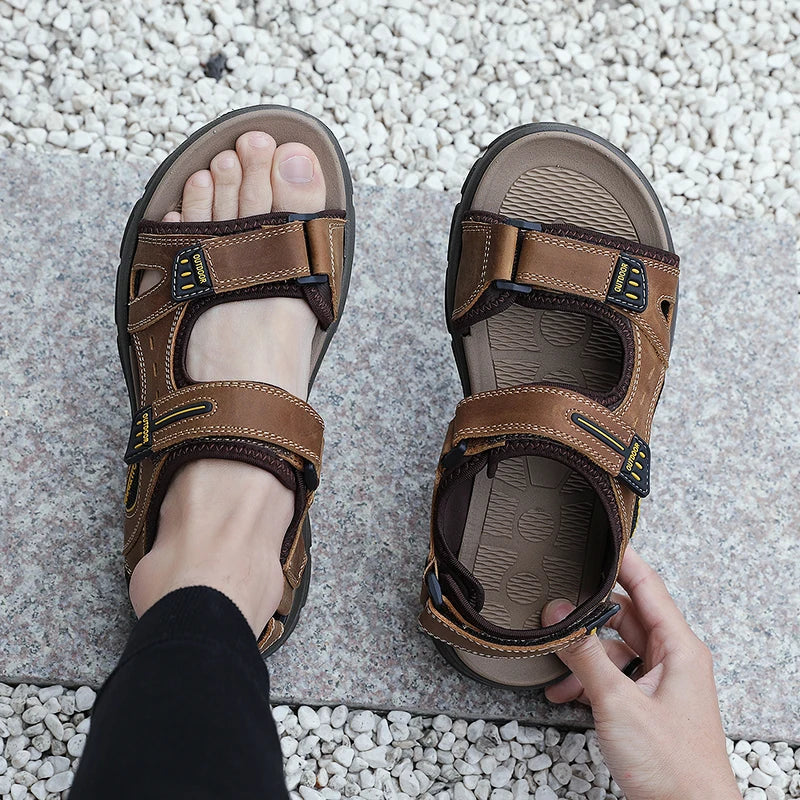 Genuine Leather Adjustable Strap Sandals for Men | Summer and Travel Wear