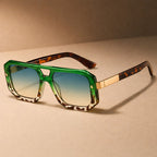 Geometric Frame Sunglasses with Double Bridge