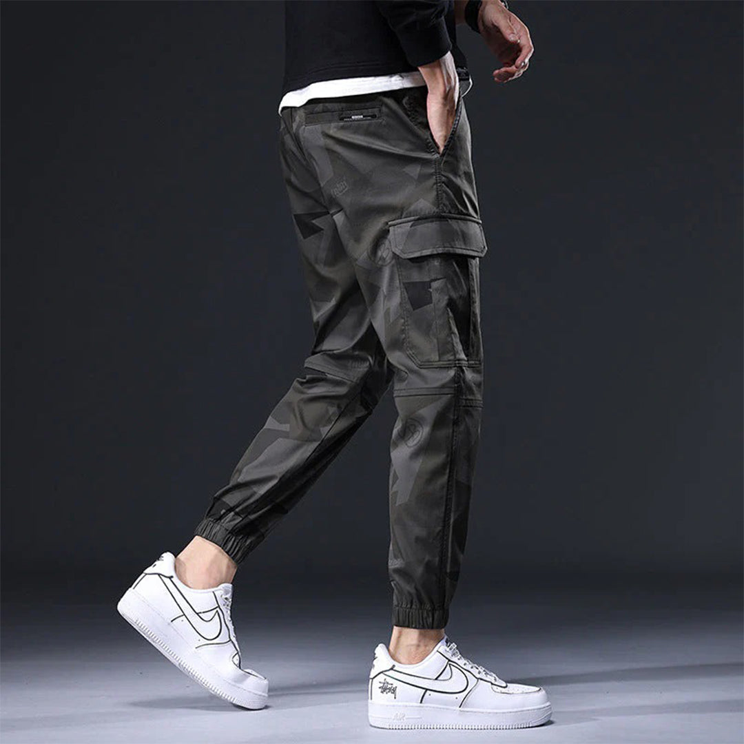 Geometric Camo Cargo Joggers for Men | Streetwear and Outdoor Use
