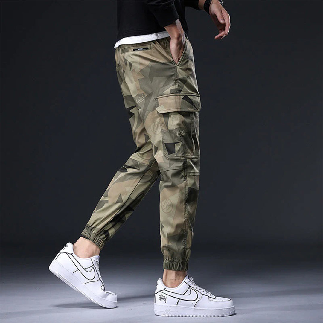 Geometric Camo Cargo Joggers for Men | Streetwear and Outdoor Use