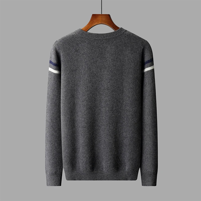 Graphic Pattern Merino Wool Crewneck Sweater for Men | Casual Wear