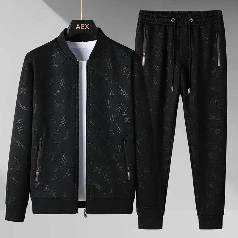 Graphic Print Full Zip Track Jacket and Jogger Set for Men | Casual Wear