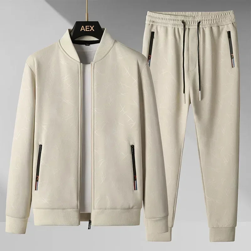 Graphic Print Full Zip Track Jacket and Jogger Set for Men | Casual Wear