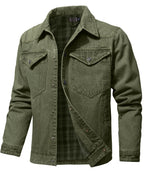 Flannel Lined Button Front Denim Shirt Jacket for Men | Cool Weather
