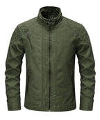 Washed Canvas Quilted Shoulder Moto Jacket for Men | Casual Wear