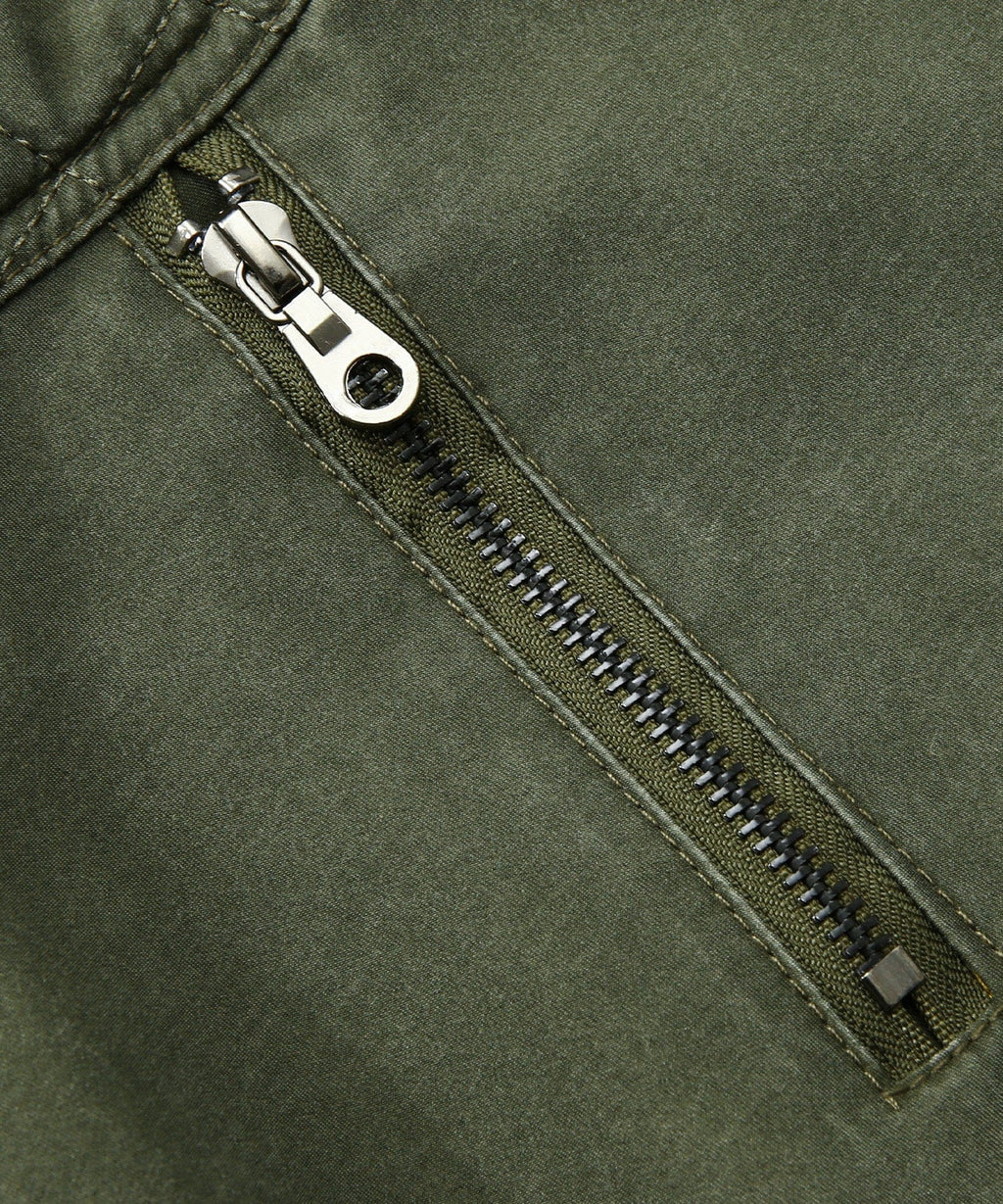 Washed Canvas Quilted Shoulder Moto Jacket for Men | Casual Wear
