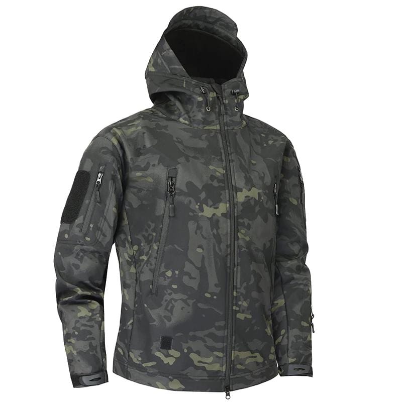 Hooded Camo Jacket with Zip Pockets for Men | Outdoor Wear
