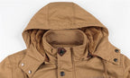 Fleece Lined Wind Resistant Hooded Cotton Coat for Men | Winter Outerwear