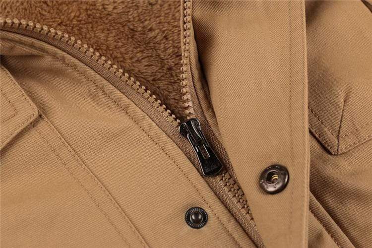 Fleece Lined Wind Resistant Hooded Cotton Coat for Men | Winter Outerwear