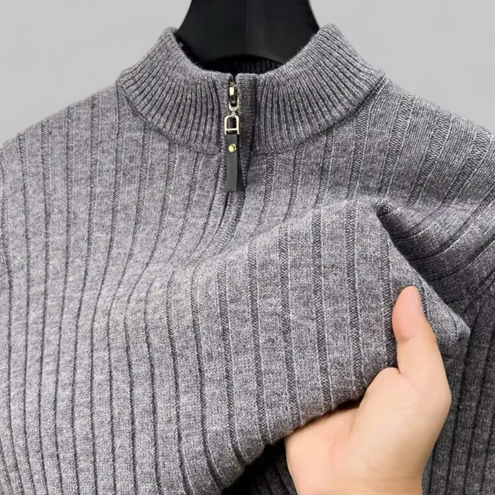 Half Zip Wool Turtleneck Sweater for Men | Autumn and Winter Wear