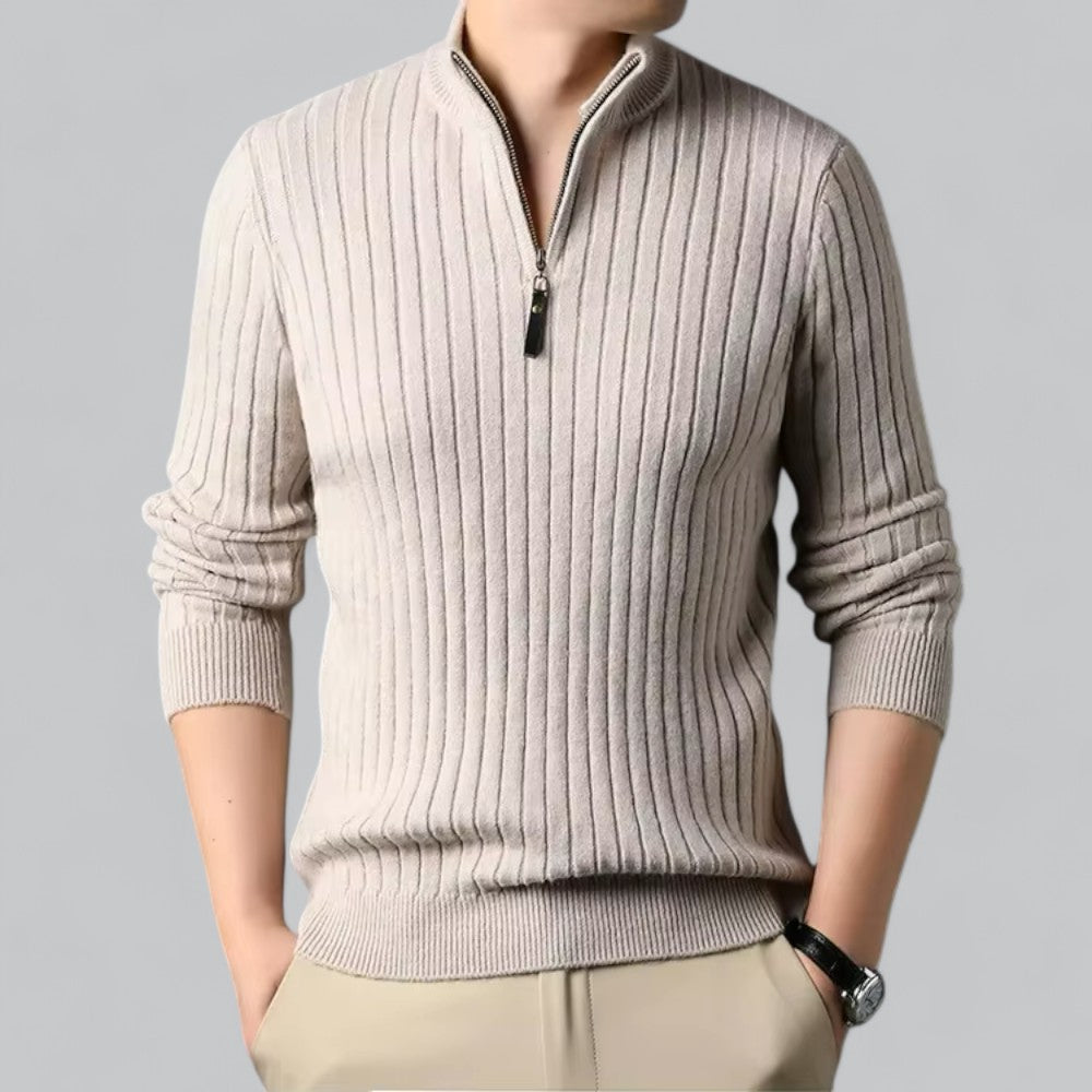 Half Zip Wool Turtleneck Sweater for Men | Autumn and Winter Wear