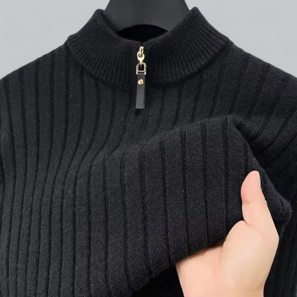 Half Zip Wool Turtleneck Sweater for Men | Autumn and Winter Wear