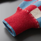 Heart Print Patchwork Cashmere Sweater for Men | Casual Wear