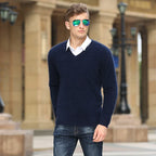 V Neck Knit Pullover Sweater for Men | Winter Layering