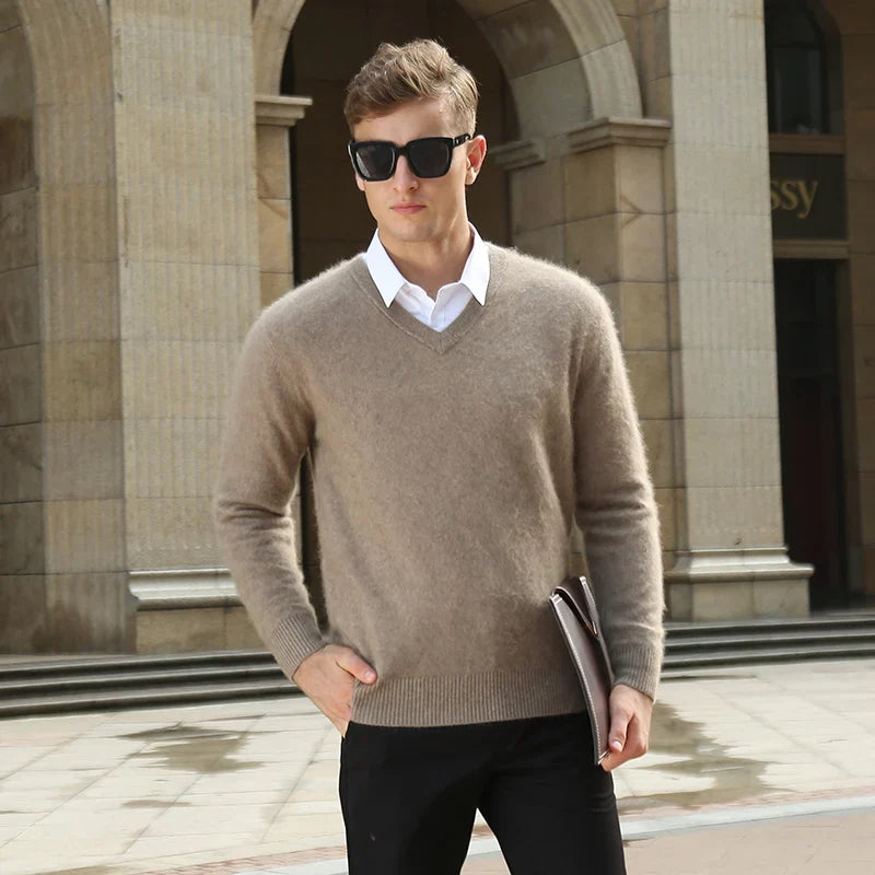 V Neck Knit Pullover Sweater for Men | Winter Layering