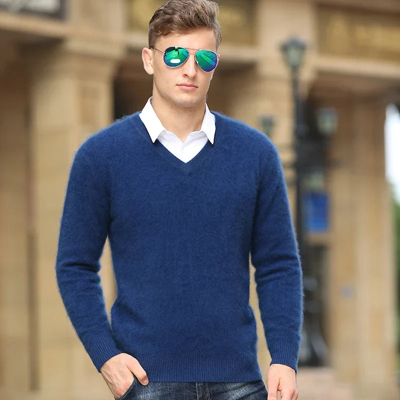 V Neck Knit Pullover Sweater for Men | Winter Layering