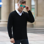 V Neck Knit Pullover Sweater for Men | Winter Layering
