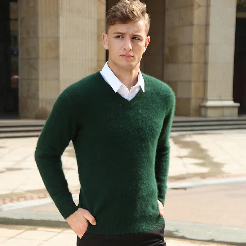 V Neck Knit Pullover Sweater for Men | Winter Layering