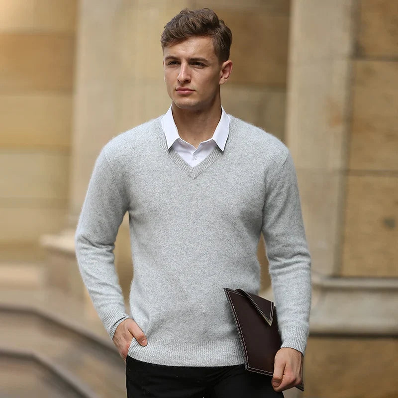 V Neck Knit Pullover Sweater for Men | Winter Layering