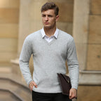 V Neck Knit Pullover Sweater for Men | Winter Layering