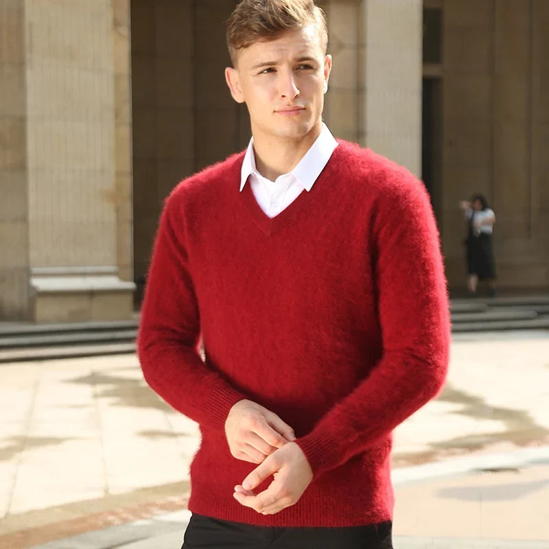 V Neck Knit Pullover Sweater for Men | Winter Layering