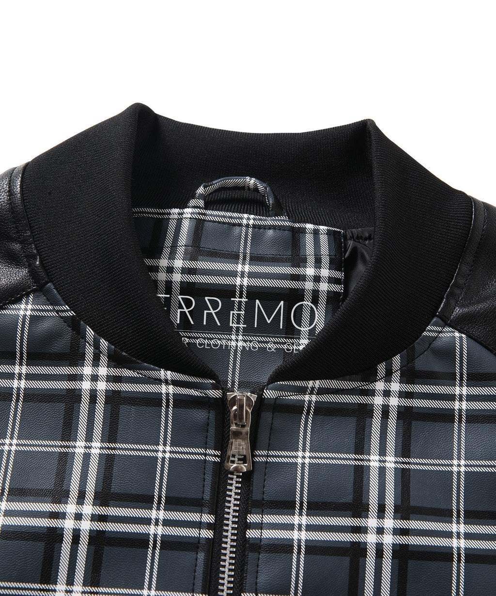 Black and Grey Plaid Contrast Sleeve Jacket for Men | Casual Wear