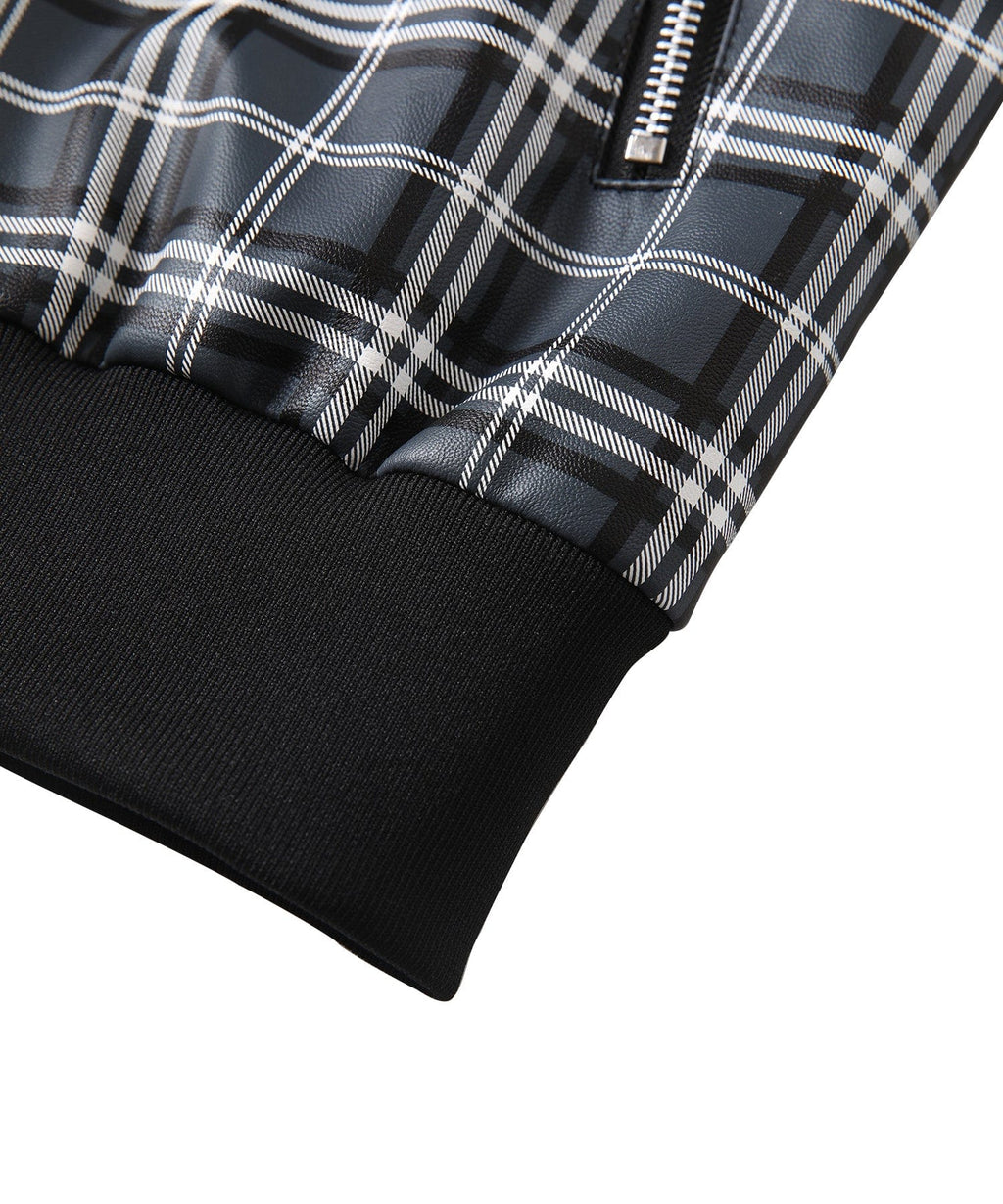 Black and Grey Plaid Contrast Sleeve Jacket for Men | Casual Wear