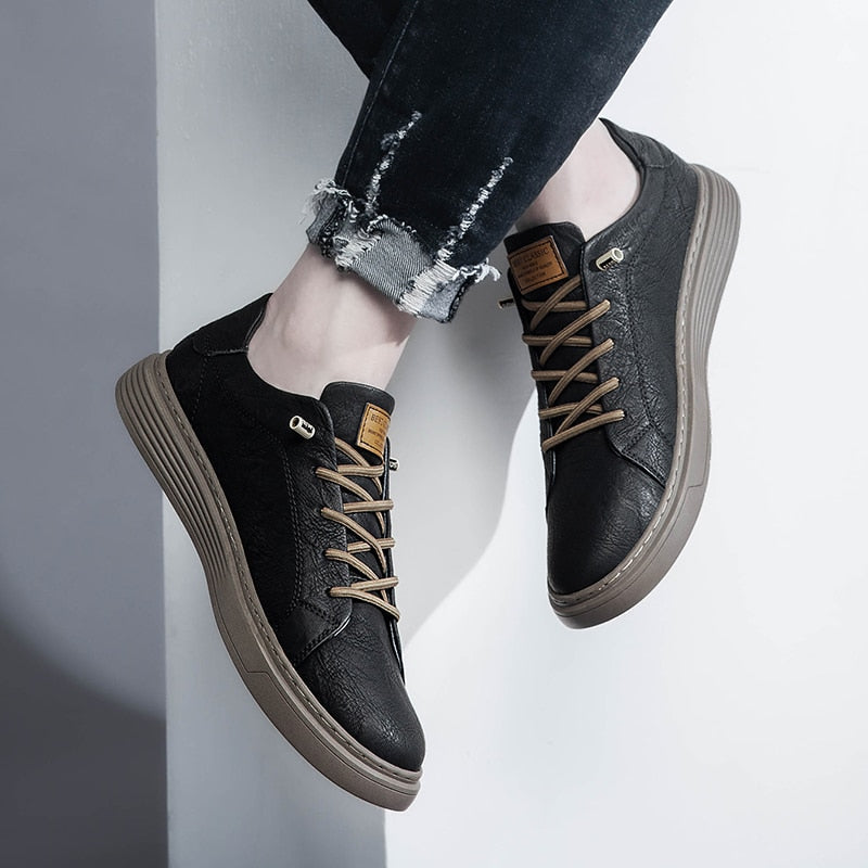 Italian Leather Lace Up Sneakers for Men | Smart Casual Wear