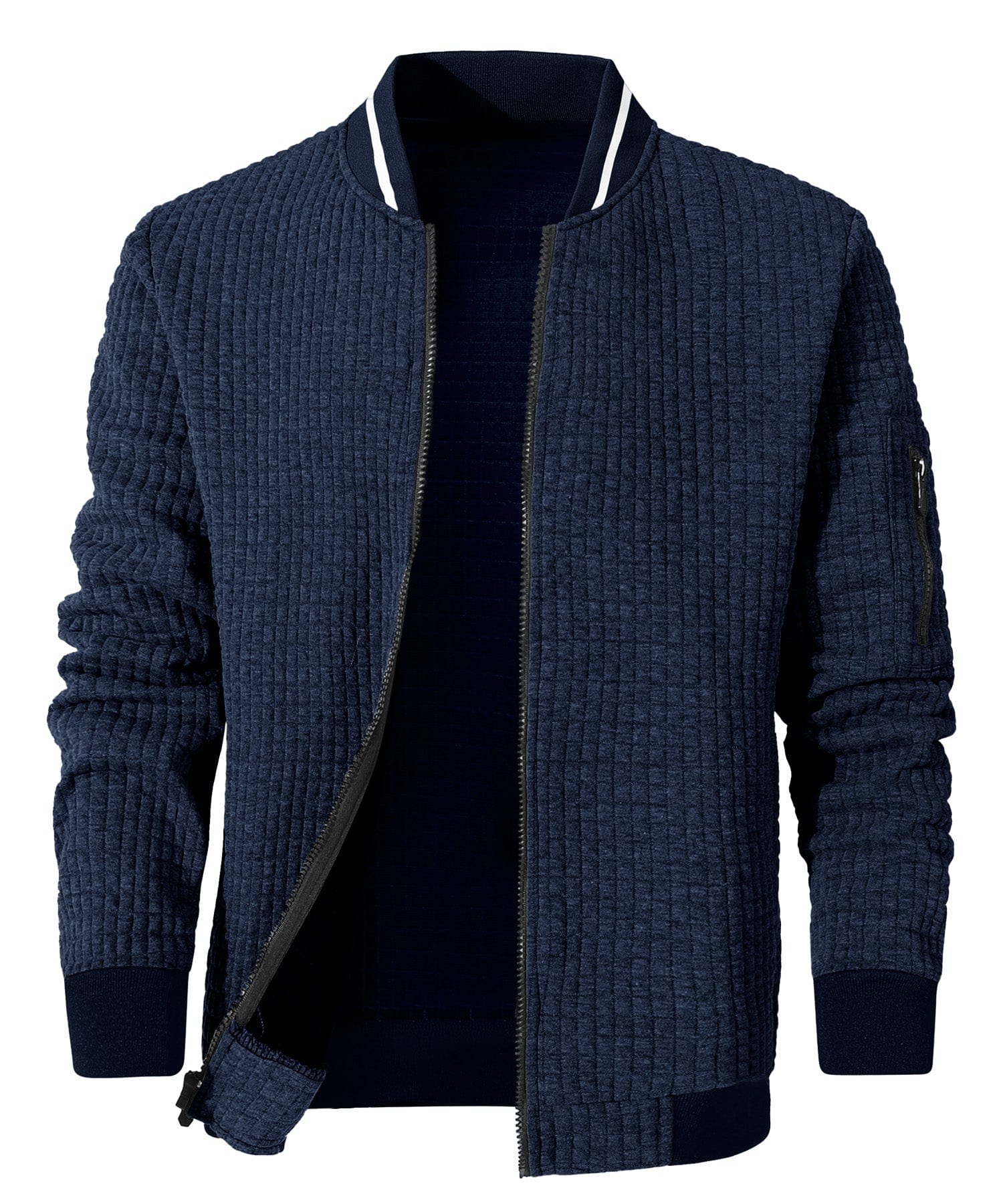 Minimalist Lightweight Zip Up Jacket with Sleeve Pocket for Men | Commuter Wear