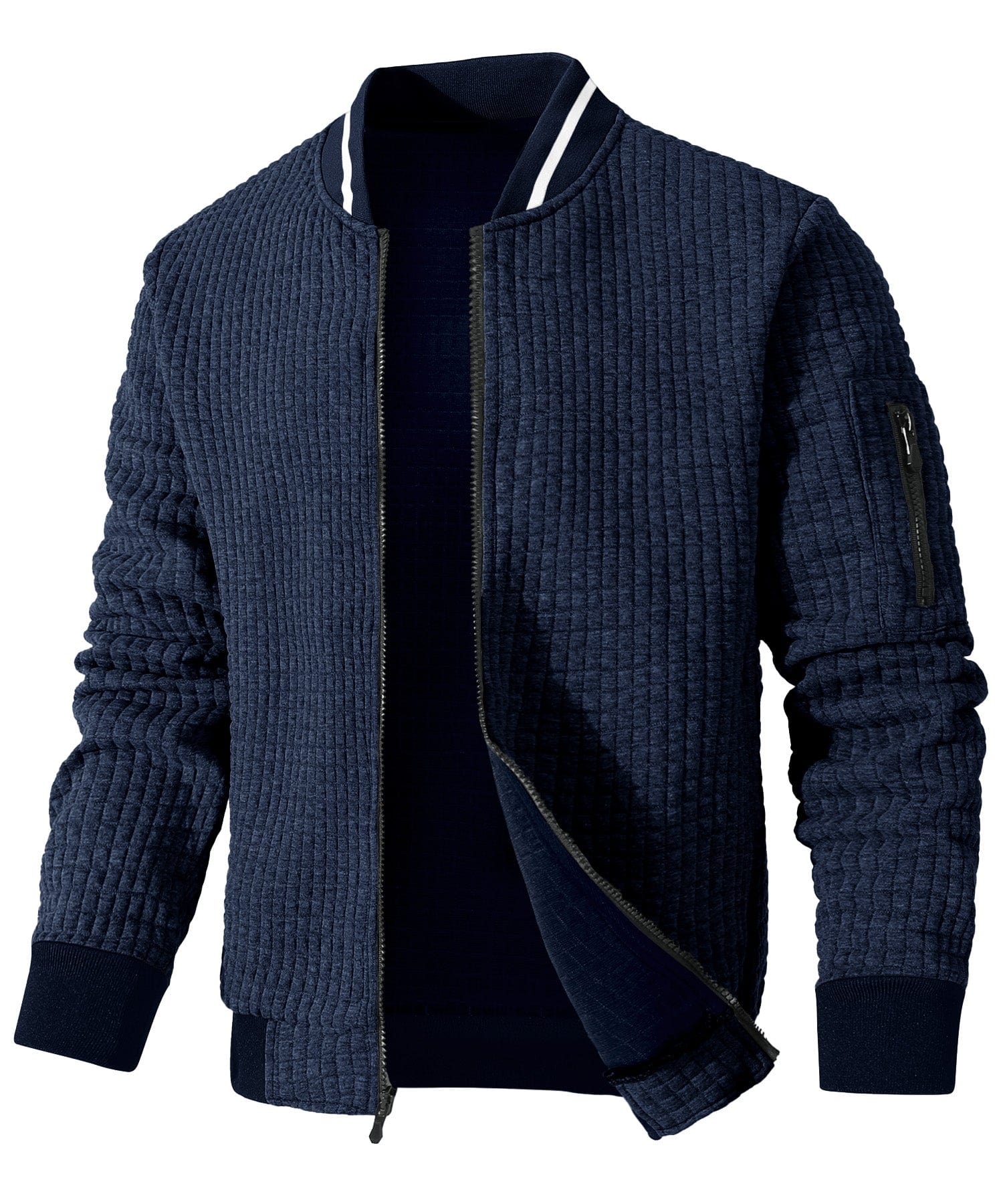 Minimalist Lightweight Zip Up Jacket with Sleeve Pocket for Men | Commuter Wear