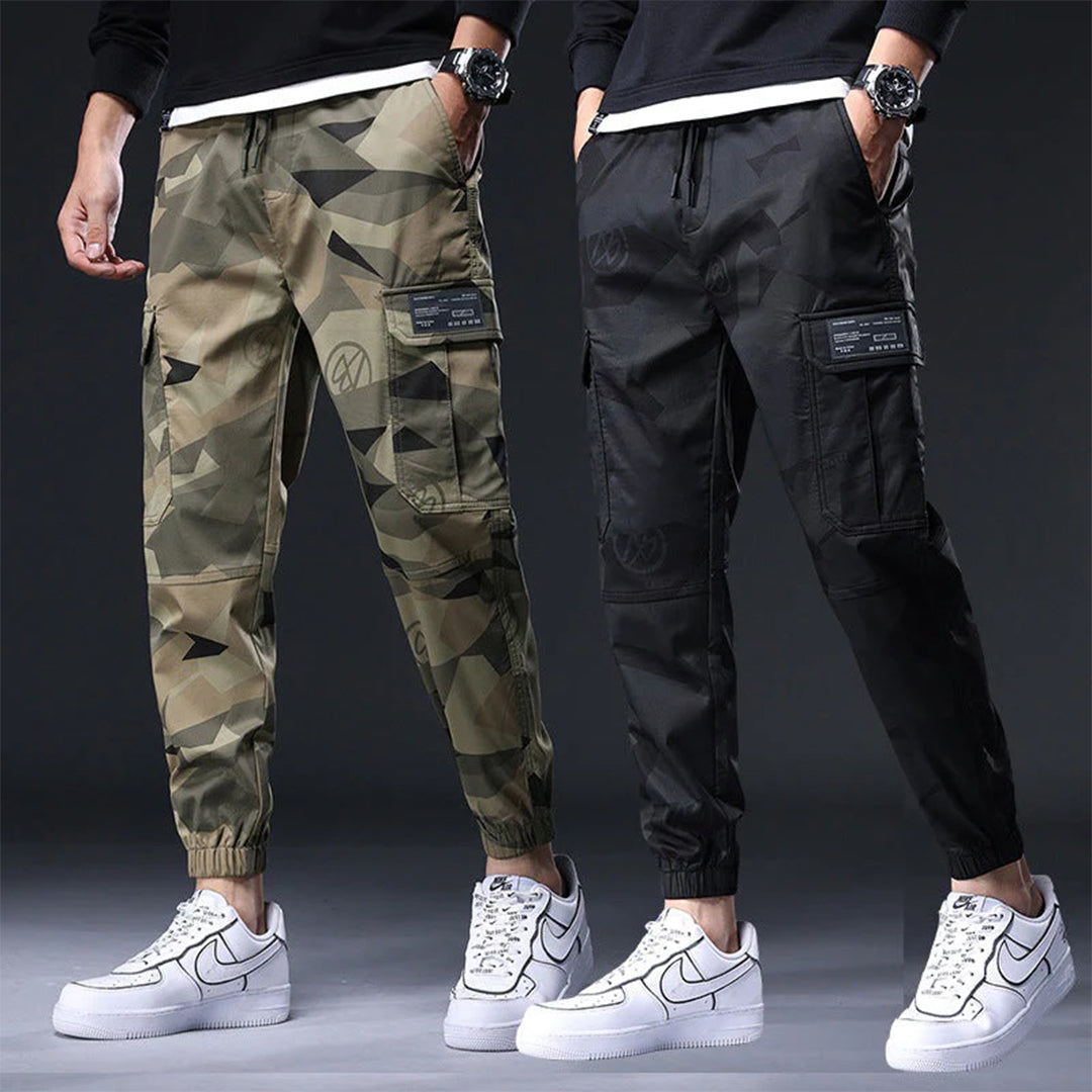 Geometric Camo Cargo Joggers for Men | Streetwear and Outdoor Use