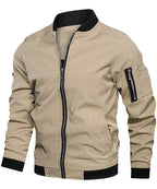 Lightweight Zip Up Bomber Jacket with Shoulder Pocket for Men | Spring Fall