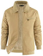 Fleece Lined Structured Collar Zip Bomber Jacket for Men | Winter Outerwear