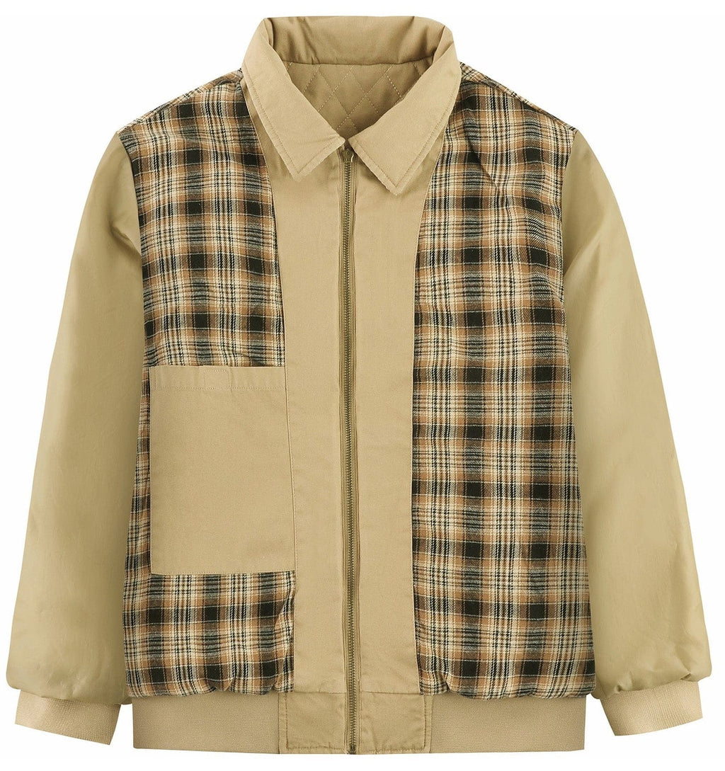 Diamond Quilted Corduroy Collar Zip Bomber Jacket for Men | Layering