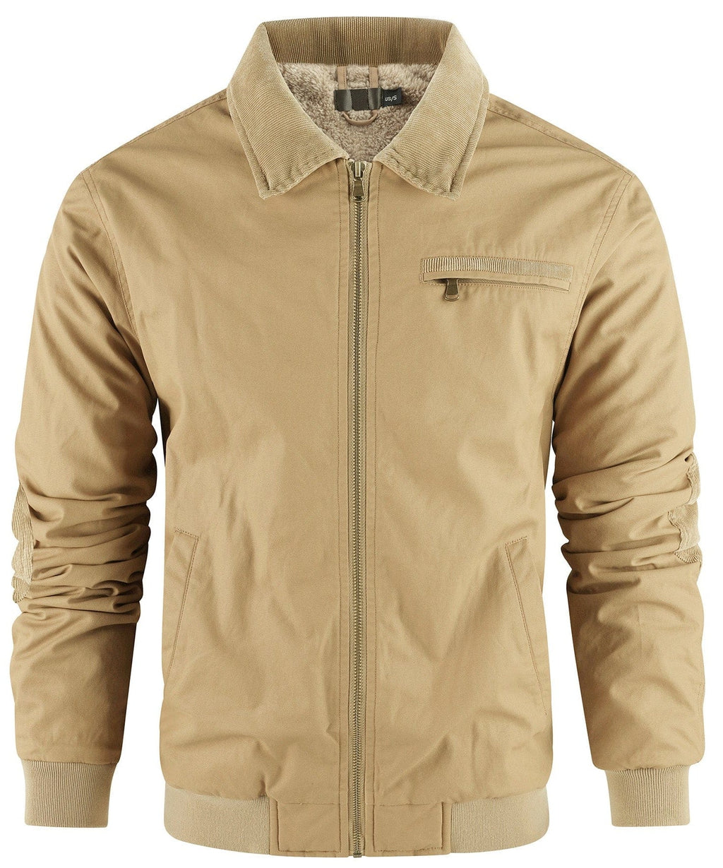 Fleece Lined Structured Collar Zip Bomber Jacket for Men | Winter Outerwear