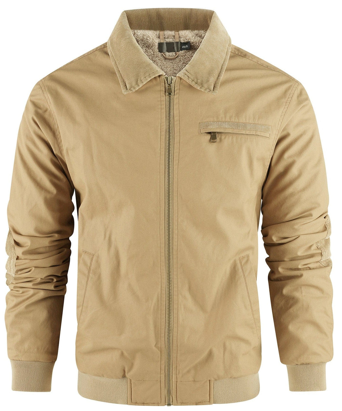 Fleece Lined Structured Collar Zip Bomber Jacket for Men | Winter Outerwear