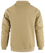 Diamond Quilted Corduroy Collar Zip Bomber Jacket for Men | Layering