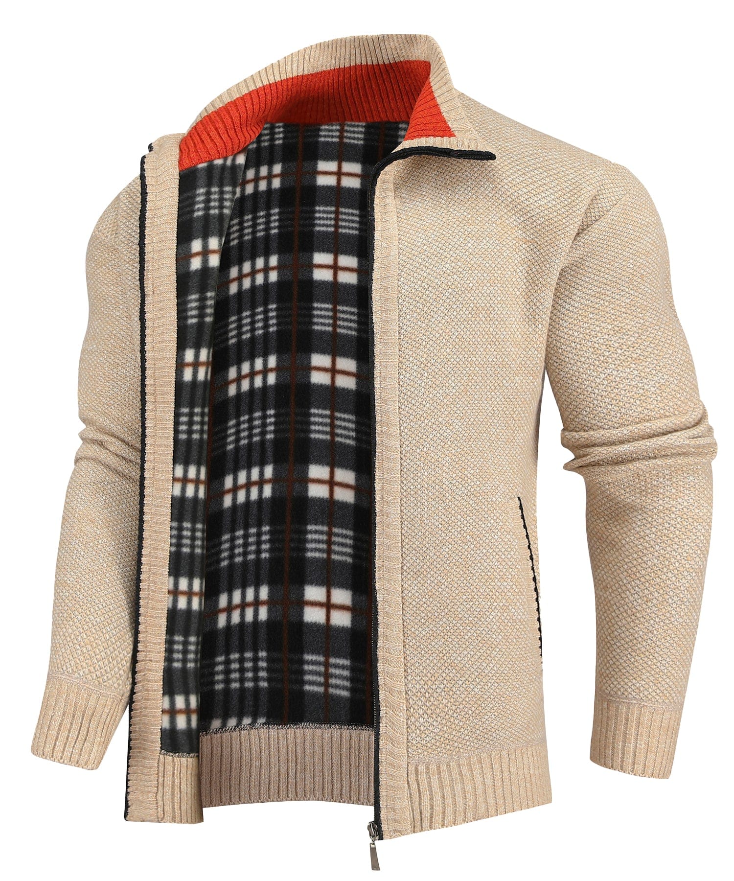 Flannel Lined Full Zip Sweater for Men | Cold Weather Layering