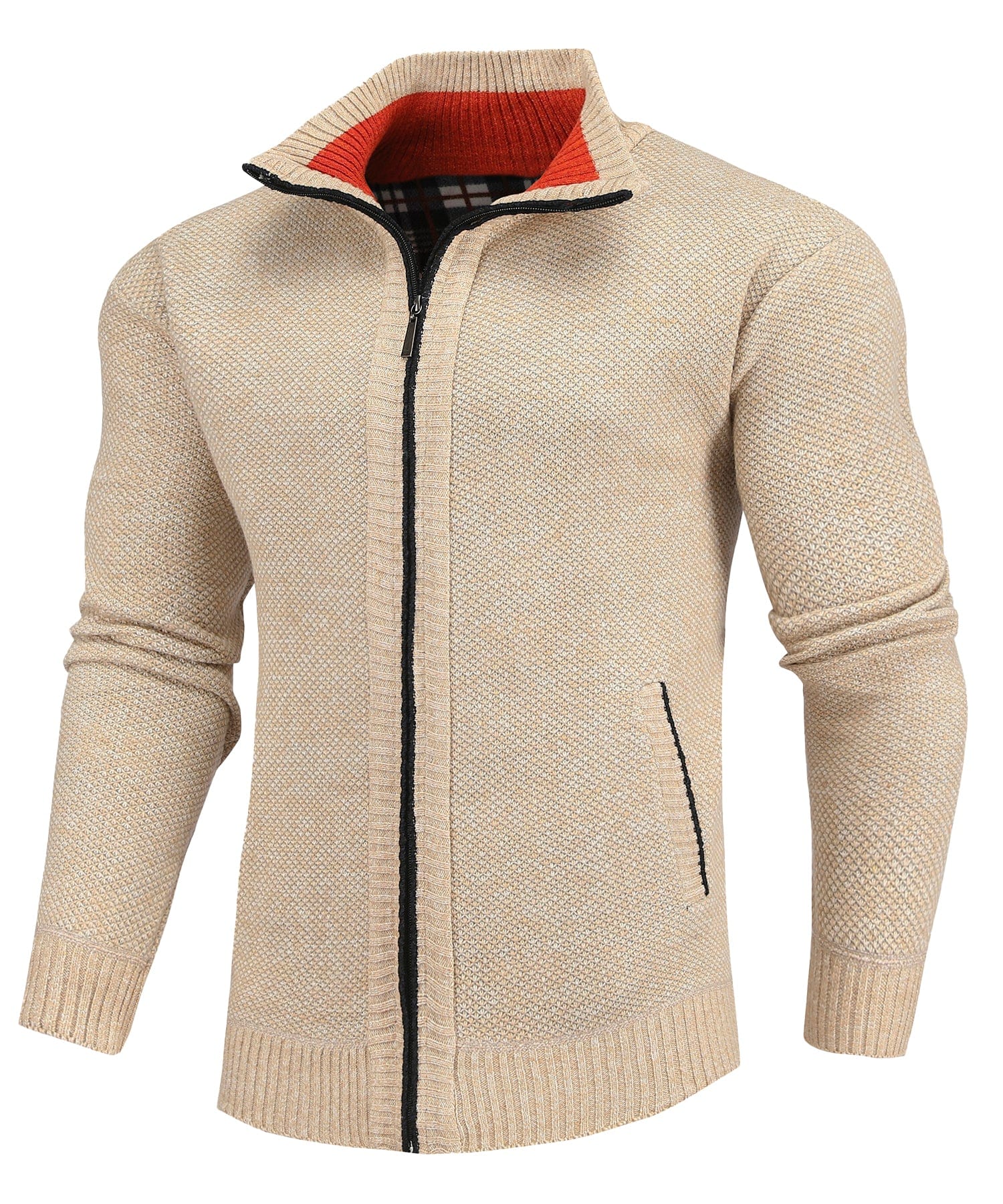 Flannel Lined Full Zip Sweater for Men | Cold Weather Layering