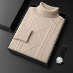 Cable Knit Cashmere Turtleneck Sweater for Men | Winter Layering