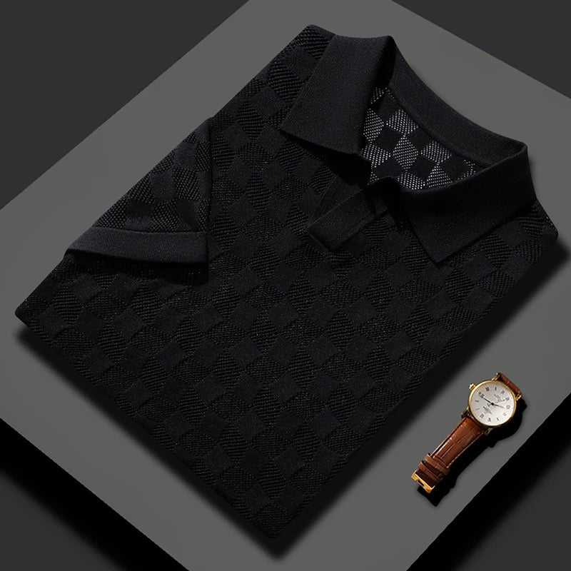 Mulberry Silk Knit Polo Shirt for Men | Business Casual Wear