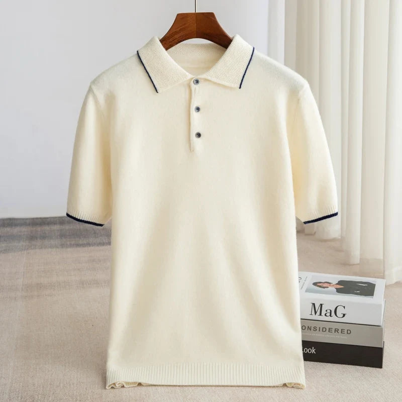 Merino Wool Knit Polo Shirt for Men | Business Casual Wear